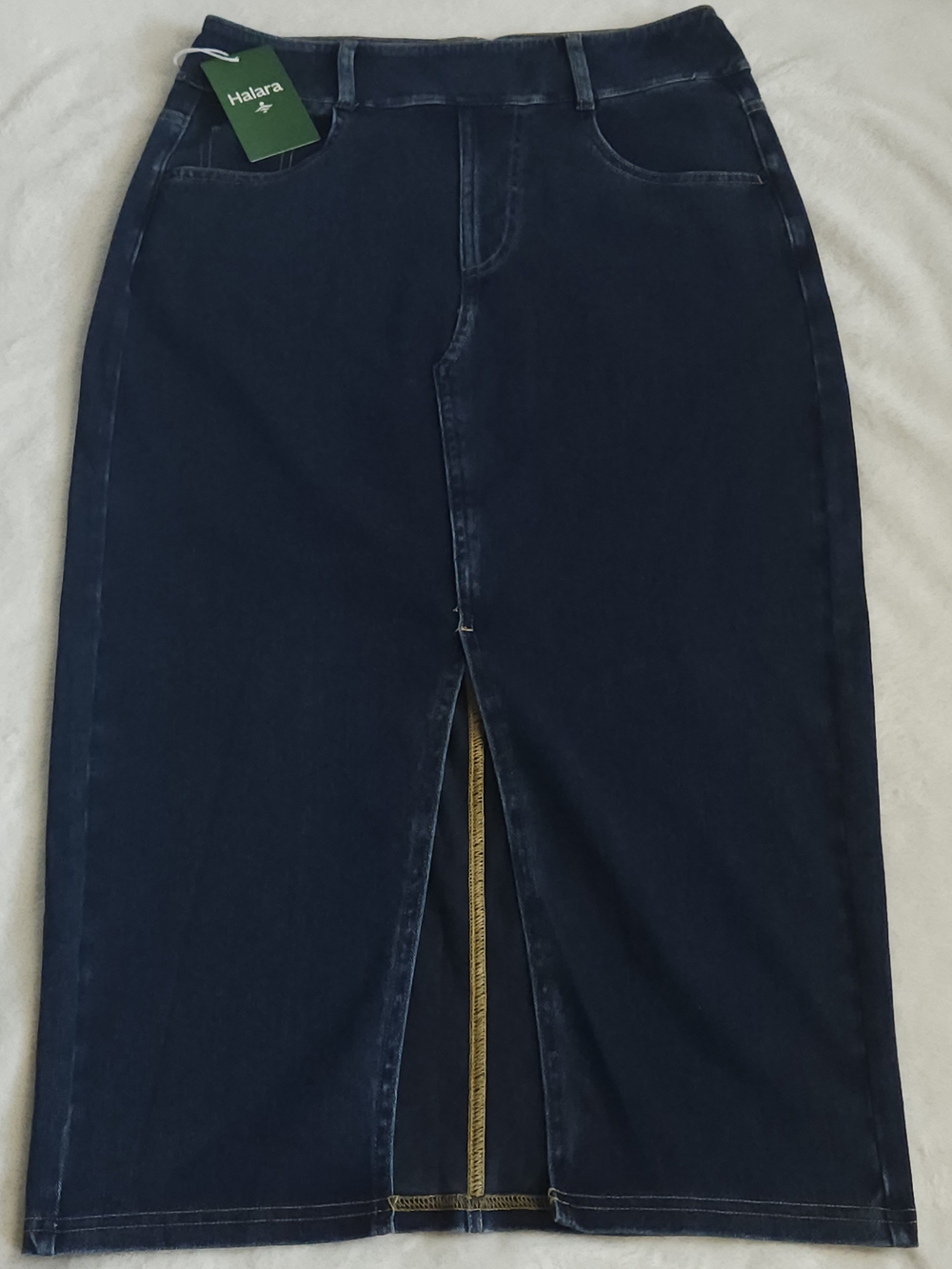 Halara Flex High Waisted Split Midi Denim-Look Skirt - Size M Regular - NWT